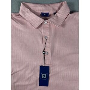 FootJoy Mens Golf Polo Pink Chain Link Pattern NWT Performance Shirt Size L